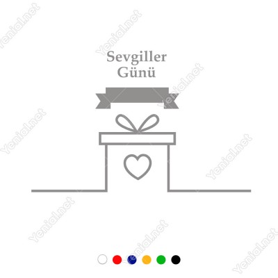 14 Şubat Sevgililer Günü İçin Hediye Kutusu ve Kalp Sticker