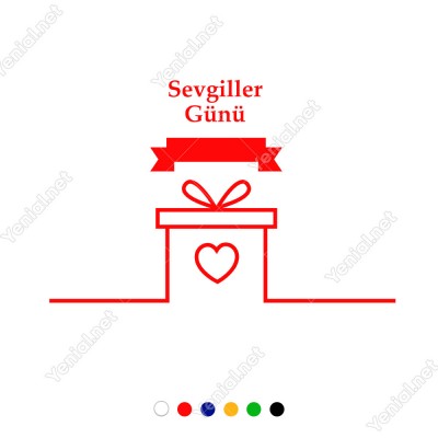 14 Şubat Sevgililer Günü İçin Hediye Kutusu ve Kalp Sticker