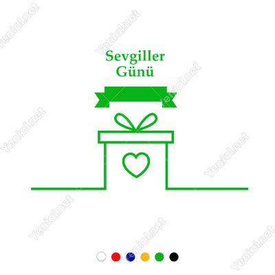 14 Şubat Sevgililer Günü İçin Hediye Kutusu ve Kalp Sticker