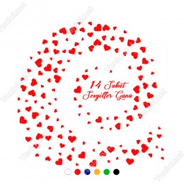14 Şubat Sevgililer Günü İçin Kalpler Sticker Çıkartma