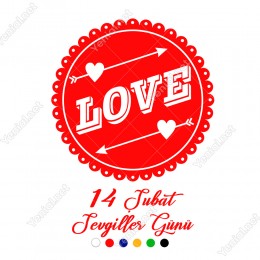 14 Şubat Sevgililer Günü için Love Yazısı ve Kalpler Sticker
