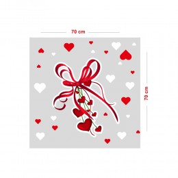 Birbirine Bağlı Birçok Kalpler Sevgililer Günü Cam Vitrin Oda Stickerı 70cm