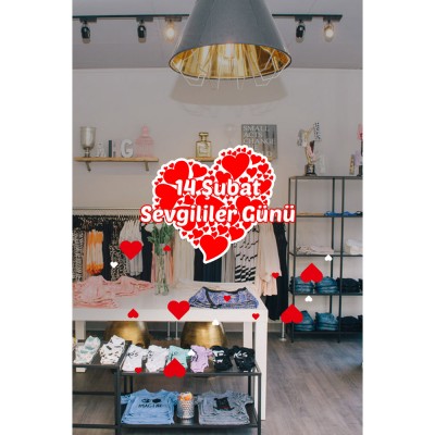 Küçüklü Büyüklü Kalp içinde Kalp Sevgililer Günü Cam Vitrin Oda Stickerı 70cm