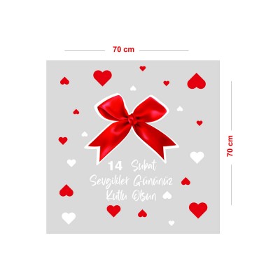 Kurdela Ve Kapler 14 Şubat Sevgililer Gününüz Kutlu Olsun Cam Vitrin Oda Stickerı 70cm