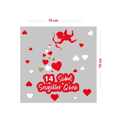 Okuyla Kalp Atan Eros 14 Şubat Sevgililer Günü Cam Vitrin Oda Stickerı 70cm