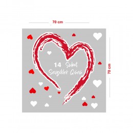 Parçalı Kalp Sevgililer Günü Cam Vitrin Oda Stickerı 70cm