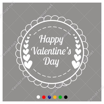 Sevgililer Günü Çerçeve İçinde Valentine’s Day ve Kalpler Sticker