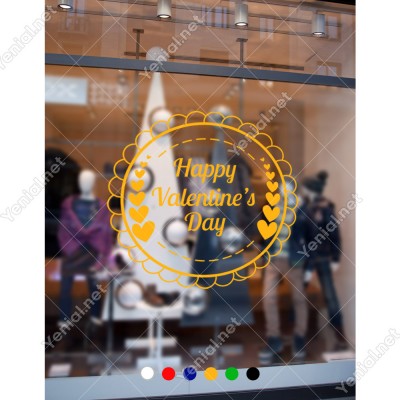 Sevgililer Günü Çerçeve İçinde Valentine’s Day ve Kalpler Sticker