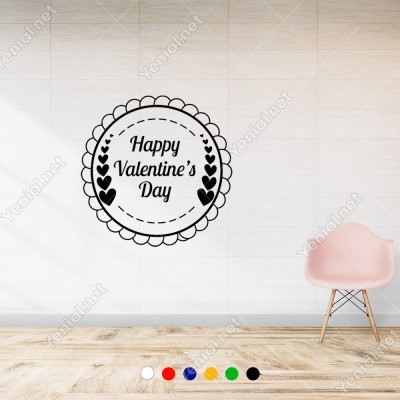 Sevgililer Günü Çerçeve İçinde Valentine’s Day ve Kalpler Sticker