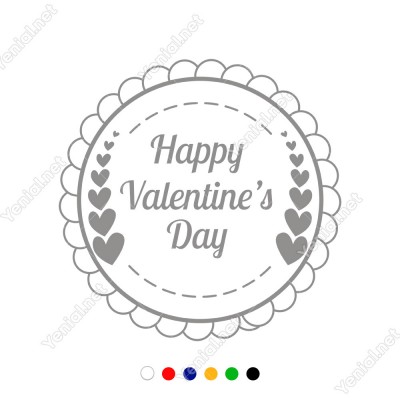 Sevgililer Günü Çerçeve İçinde Valentine’s Day ve Kalpler Sticker