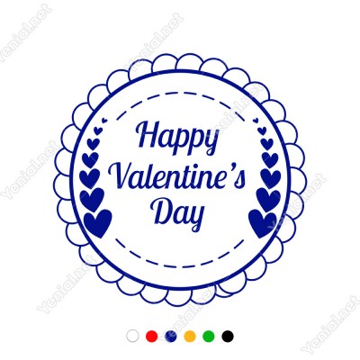Sevgililer Günü Çerçeve İçinde Valentine’s Day ve Kalpler Sticker