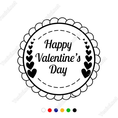 Sevgililer Günü Çerçeve İçinde Valentine’s Day ve Kalpler Sticker