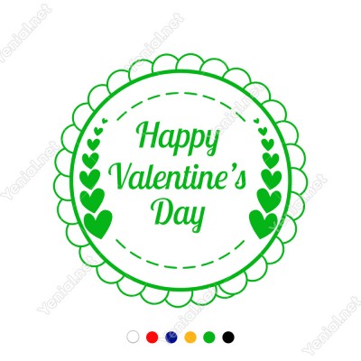 Sevgililer Günü Çerçeve İçinde Valentine’s Day ve Kalpler Sticker