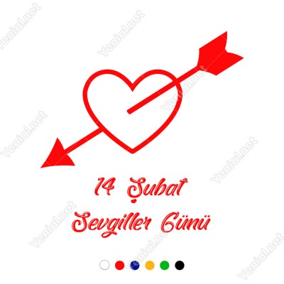 Sevgililer Günü İçinden Dolu Ok Geçmiş İçi Dolu Kalp Sticker