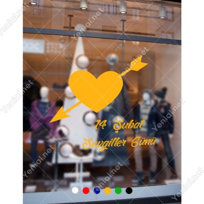 Sevgililer Günü İçinden Ok Geçmiş İçi Dolu Kalp Sticker