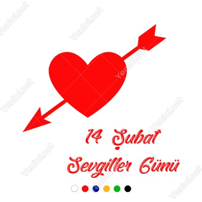 Sevgililer Günü İçinden Ok Geçmiş İçi Dolu Kalp Sticker