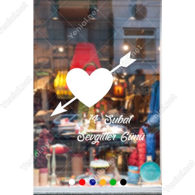 Sevgililer Günü İçinden Ok Geçmiş İçi Dolu Kalp Sticker