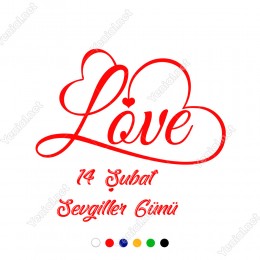 Sevgililer Günü Kalp Şekli Oluşturulmuş Love Yazısı Sticker