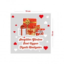 Sevgililer Gününe Özel Uygun Fiyatlı Hediyeler Cam Vitrin Oda Stickerı 70cm