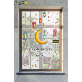 Hoşgeldin Ramazan Sticker Seti - Ramazan Ayı Temalı Cam Duvar Süsleri Çocuk Odası, Bebek Odası Duvar