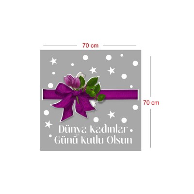 Mor Kurdela ve Kadınlar Günü Kutlu Olsun Yazısı Vitrin Cam Stickerı