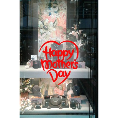 Mother Day ve 8 Mart Kadınlar Günü Kutlu Olsun Yazısı Cam Vitrin Sticker 60cm