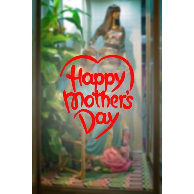 Mother Day ve 8 Mart Kadınlar Günü Kutlu Olsun Yazısı Cam Vitrin Sticker 60cm