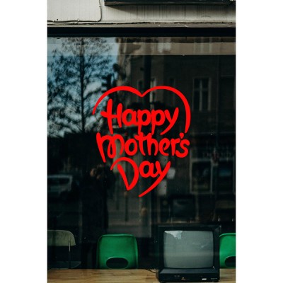 Mother Day ve 8 Mart Kadınlar Günü Kutlu Olsun Yazısı Cam Vitrin Sticker 60cm