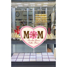 Mom Anneler Günü Kutlu Olsun Cam Vitrin Stickerı 50cm