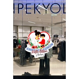 Anneler Günün Kutlu Olsun Anne Cam Vitrin Stickerı 50cm