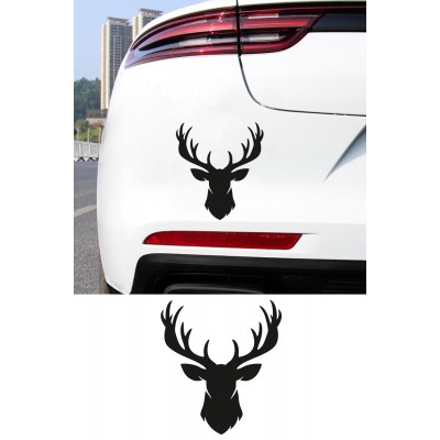 Boynuzlu Geyik Sticker - Araç Cam Sticker - Geyik Oto Sticker 14x15cm