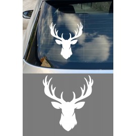 Boynuzlu Geyik Sticker - Araç Cam Sticker - Geyik Oto Sticker 14x15cm