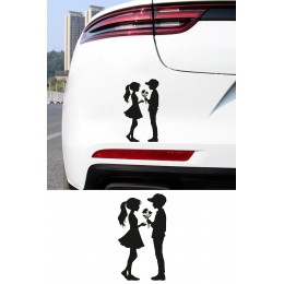 Sevgili Oto Sticker - Çift Silüet Araba Sticker - Çift Sticker - Motor Kask Sticker 8x15cm
