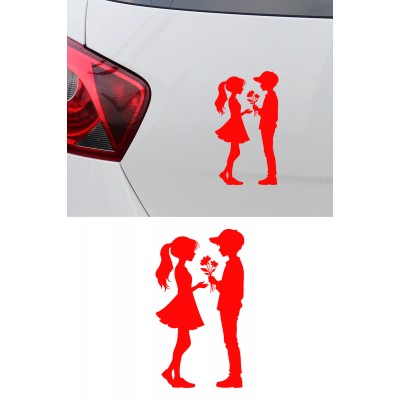Sevgili Oto Sticker - Çift Silüet Araba Sticker - Çift Sticker - Motor Kask Sticker 8x15cm