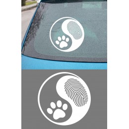 Yin Yang Pati Oto Sticker - Pati ve Parmak İzi Araba Sticker 15x15cm