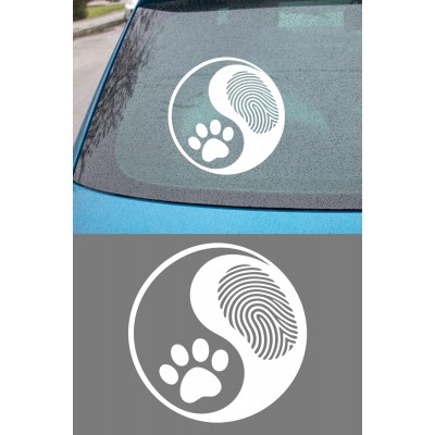 Yin Yang Pati Oto Sticker - Pati ve Parmak İzi Araba Sticker 15x15cm
