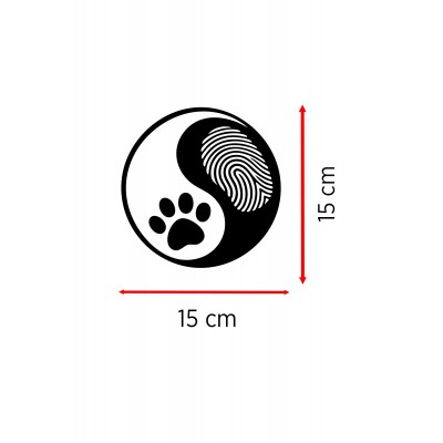 Yin Yang Pati Oto Sticker - Pati ve Parmak İzi Araba Sticker 15x15cm