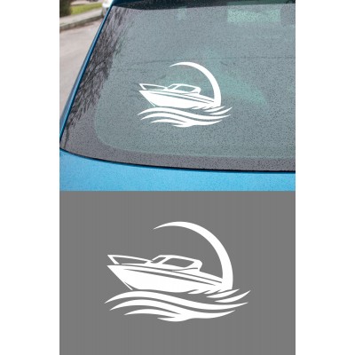 Sürat Teknesi Oto Sticker - Deniz Teknesi Araç Cam Sticker 15x10cm