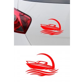 Sürat Teknesi Oto Sticker - Deniz Teknesi Araç Cam Sticker 15x10cm