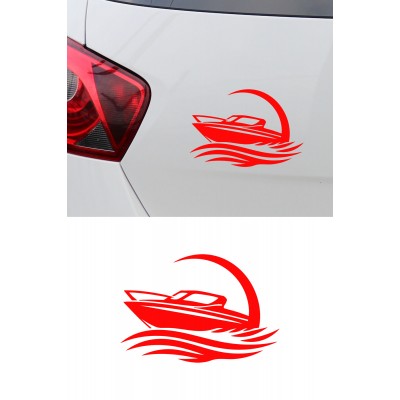 Sürat Teknesi Oto Sticker - Deniz Teknesi Araç Cam Sticker 15x10cm