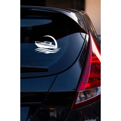 Sürat Teknesi Oto Sticker - Deniz Teknesi Araç Cam Sticker 15x10cm