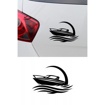 Sürat Teknesi Oto Sticker - Deniz Teknesi Araç Cam Sticker 15x10cm
