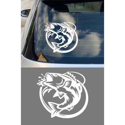Balıkçı Oto Sticker - Balık Logo Sticker - Araç Sticker 15x14cm