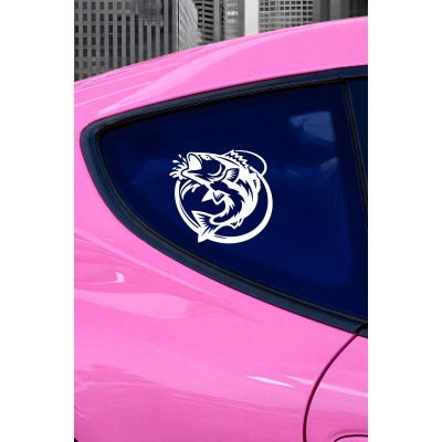 Balıkçı Oto Sticker - Balık Logo Sticker - Araç Sticker 15x14cm