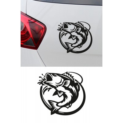 Balıkçı Oto Sticker - Balık Logo Sticker - Araç Sticker 15x14cm