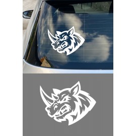 Gergedan Oto Sticker - Agresif Gergedan Araba Sticker - Güç Sembolü Sticker 15x12cm