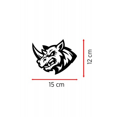 Gergedan Oto Sticker - Agresif Gergedan Araba Sticker - Güç Sembolü Sticker 15x12cm