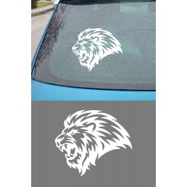Kral Aslan Oto Sticker - Kükreyen Aslan Başı Araba Sticker - Araba Aksesuar 15x13cm