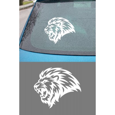 Kral Aslan Oto Sticker - Kükreyen Aslan Başı Araba Sticker - Araba Aksesuar 15x13cm