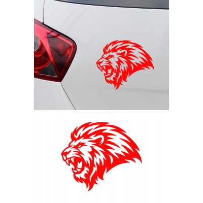 Kral Aslan Oto Sticker - Kükreyen Aslan Başı Araba Sticker - Araba Aksesuar 15x13cm